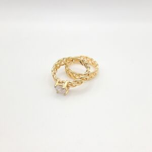 Gold Engagement and Wedding Band Braided Ring Set - Size 7.5 - 8 Stacking Rings